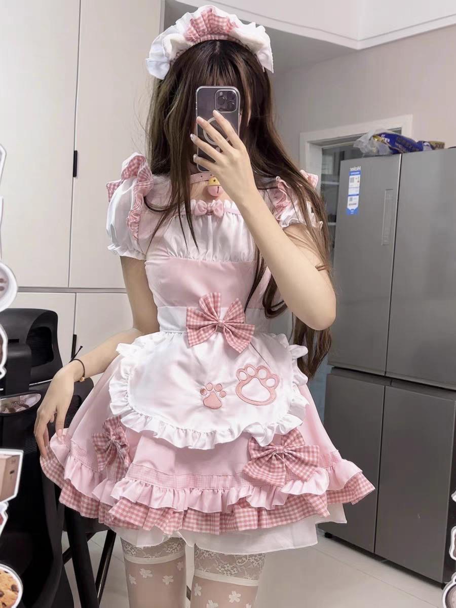 Người giúp việc trang phục cos người giúp việc dễ thương mềm em gái mèo hai chiều Lolita COSPLAY quần áo lolitA Đầm