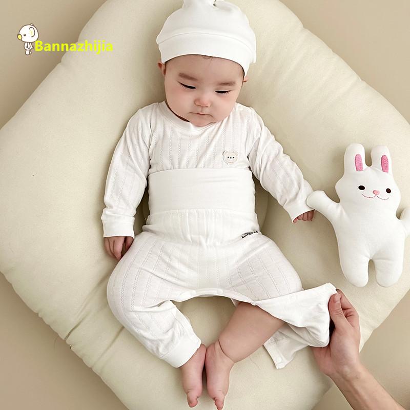 Sơ sinh không xương cotton nguyên chất bốn mùa đơn giản phù hợp với quần áo trẻ em hai mảnh bộ đồ hai mảnh nam và nữ bé quần áo trẻ em