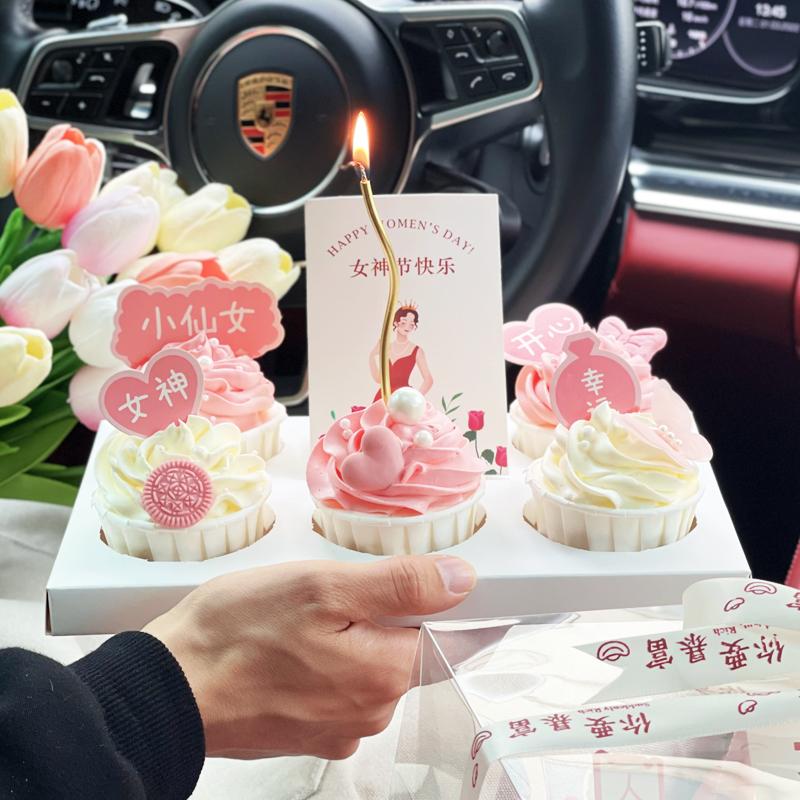 38 ngày phụ nữ trang trí bánh cupcake cắm thẻ đường cong nến bánh quy tình yêu 38 thiệp lễ hội nữ thần