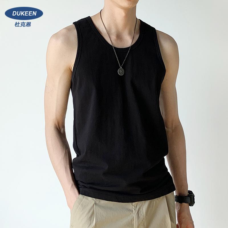 DUKEEN Mỹ cotton vest nam mùa hè áo khoác ngoài thể dục thể thao hạng nặng áo thun không tay áo vest nam vai áo