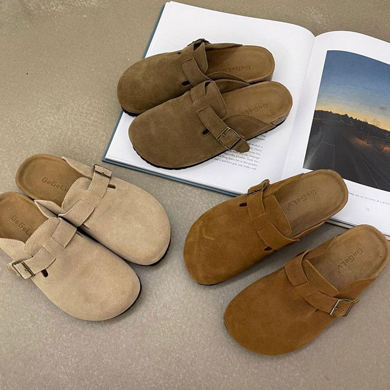 Birkenstock Nữ Bán Dép Bao Đầu Áo Khoác Ngoài Nữ 2023 Phong Cách Mùa Xuân Mới Phụ Nữ Mang Thai Phẳng Giày Lười