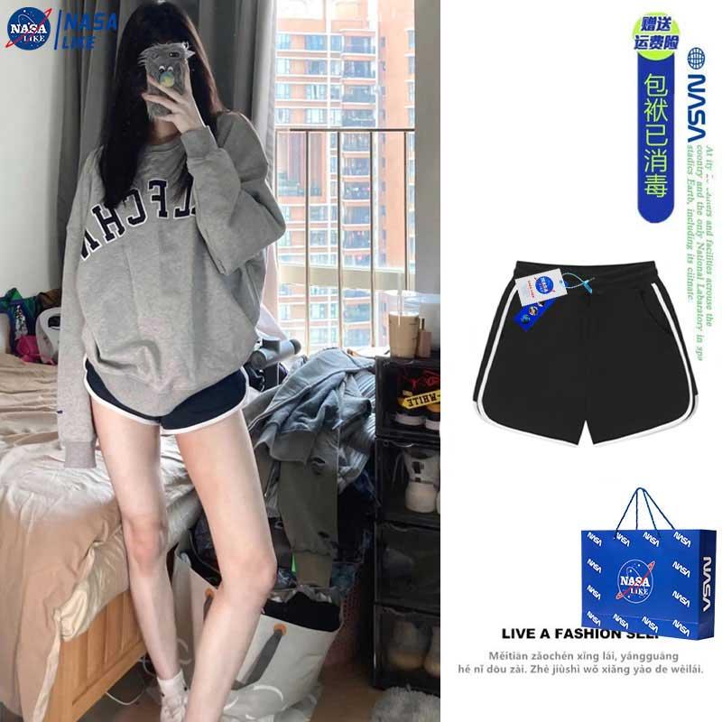 Quần short cotton nguyên chất của NASA dành cho nữ thiết kế mùa hè thích hợp mặc bên ngoài cạp cao chữ A quần mỏng thể thao quần ống rộng