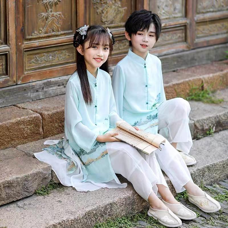 Hanfu trẻ em, đồng phục học sinh Trung Quốc, trang phục Kinh Tam Tự của học sinh tiểu học và trung học, trang phục sách trẻ em, trang phục ngâm thơ phong cách Trung Hoa