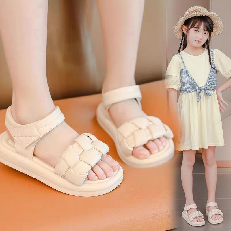 Giày Sandal Bé Gái Đế Mềm Thoải Mái 2023 Mùa Hè Mới Giày Đi Biển Cho Bé Gái Lớn Giày Công Chúa Cho Bé