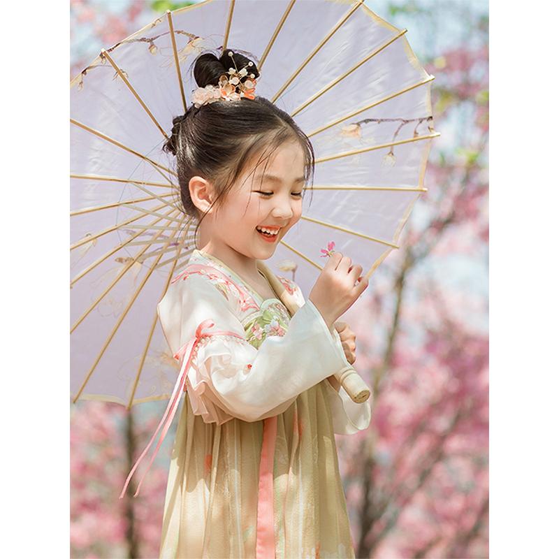 Hanfu bé gái mùa xuân 2023 nữ kho báu mới phong cách cổ xưa siêu tiên xuân hè váy cải tiến cao cấp váy trang phục trẻ em