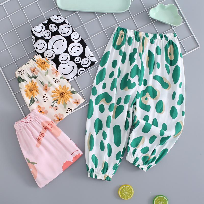 Trẻ em mùa hè cotton lụa Bloomers cotton lụa nguyên chất quần dài mặc ở nhà mỏng chống muỗi dáng rộng thư giãn phòng máy lạnh