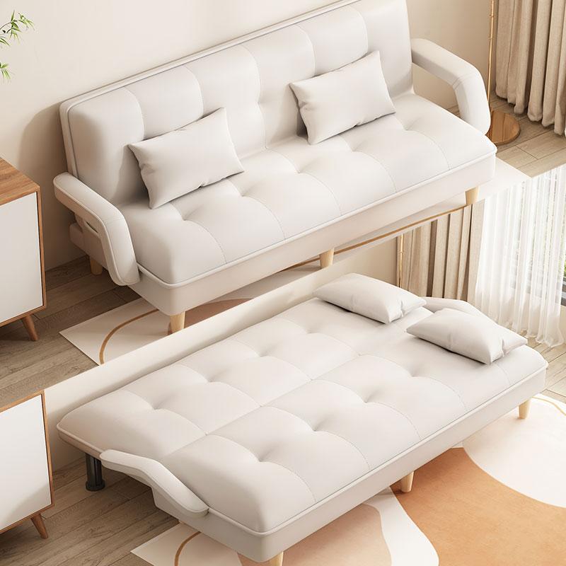 Sofa phòng khách hiện đại màu kem phong cách căn hộ nhỏ sofa đơn giường gấp đôi phòng cho thuê giường gấp đơn giản