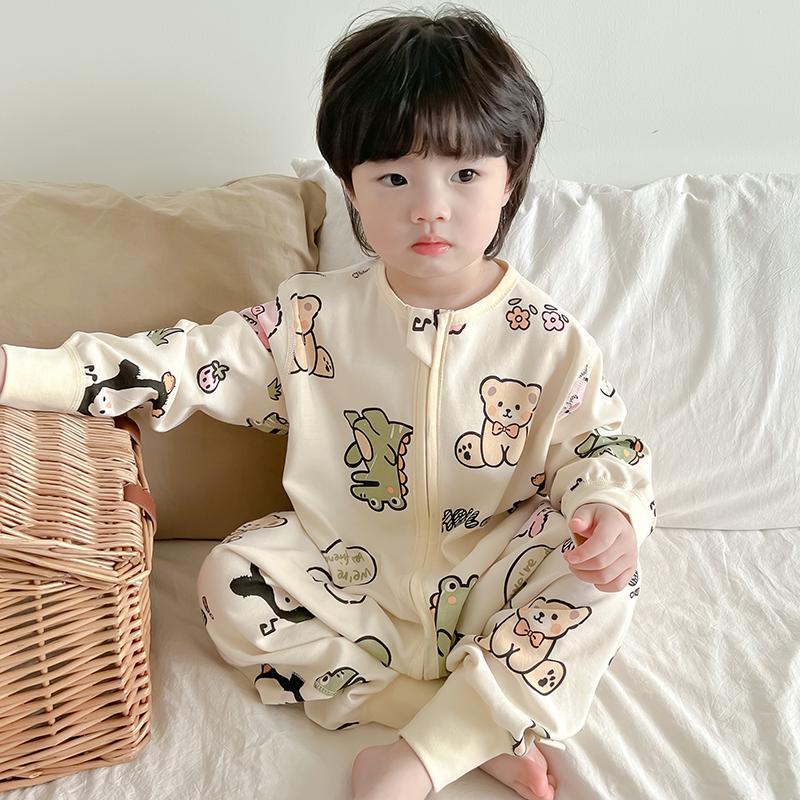 Túi ngủ trẻ em cotton nguyên chất cho bé trai mùa xuân thu chăn bông chống đá xẻ chân mùa xuân hè cho bé Bộ đồ ngủ nhiệt độ không đổi tất cả các mùa cho nữ