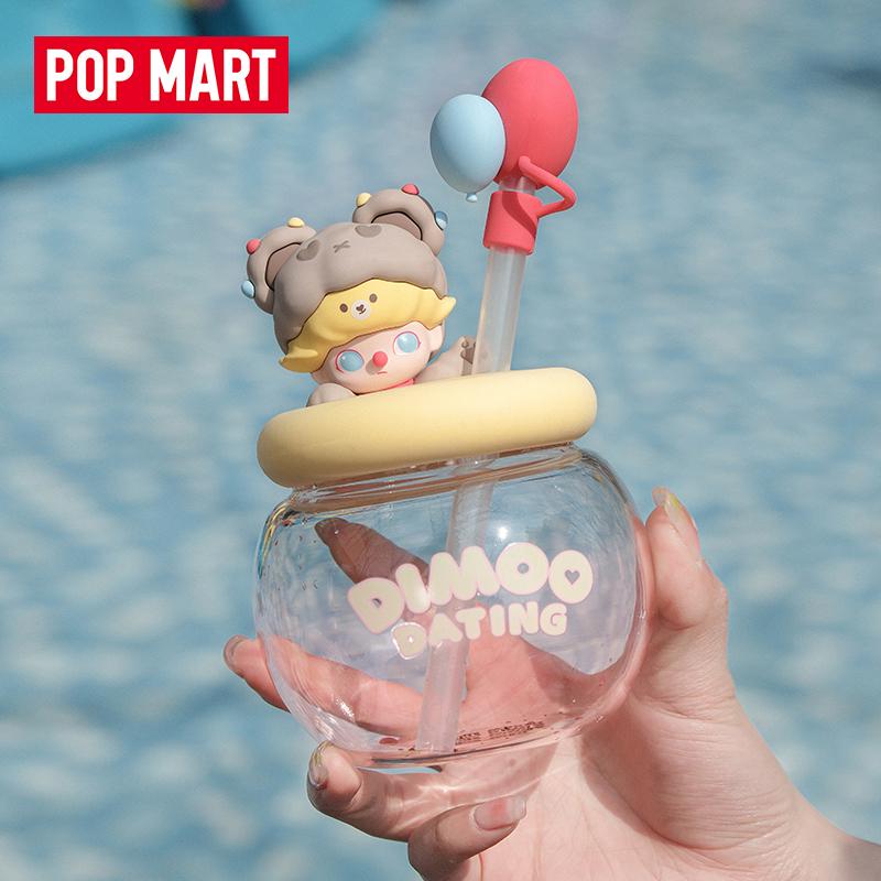 POPMART Bubble Mart DIMOO Ngày hẹn hò Chuỗi ống hút Cốc hoạt hình dễ thương Cốc nước thủy tinh Bán trước