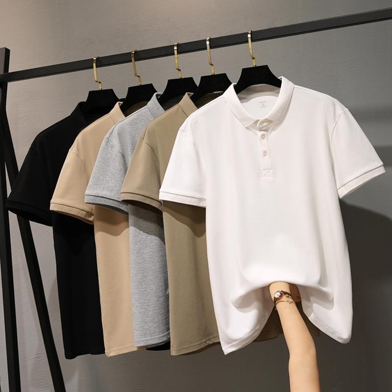 Áo sơ mi POLO cotton lụa băng nam ngắn tay quần áo mùa hè cao cấp tùy chỉnh theo phong cách đơn giản của Nhật Bản ve áo nam Áo thun polo Ralph Lauren