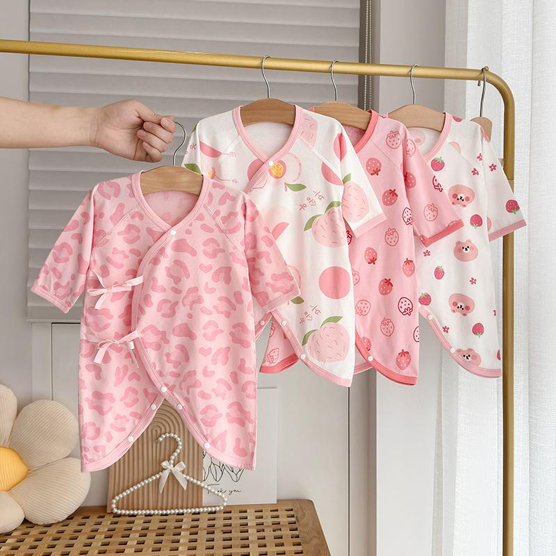 Bé Gái nguyên chất cotton bướm quần áo sơ sinh mùa hè quần áo dài tay áo liền quần bé trai Jumpsuit mùa xuân thu mặc bên ngoài