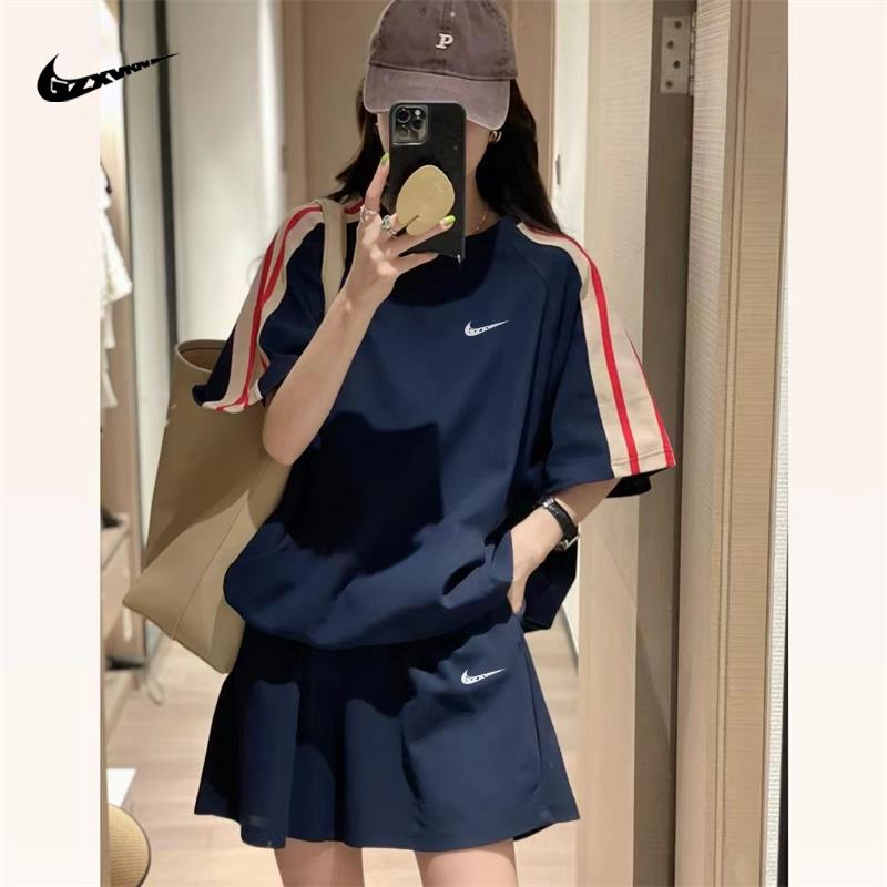 Bộ đồ thể thao Niketon nữ 2023 mùa hè mới thời trang rộng rãi quần short ngắn tay bộ hai mảnh