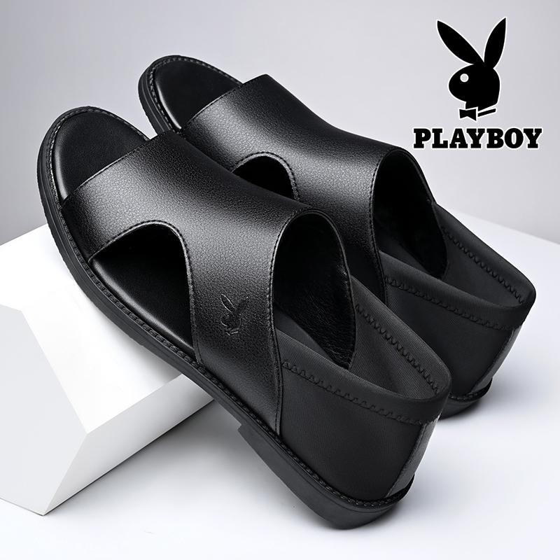 Playboy Nam Xăng Đan Mùa Hè Da Bố Giày Sandal Nam Chống Trơn Trượt Đế Mềm Giày Đi Biển