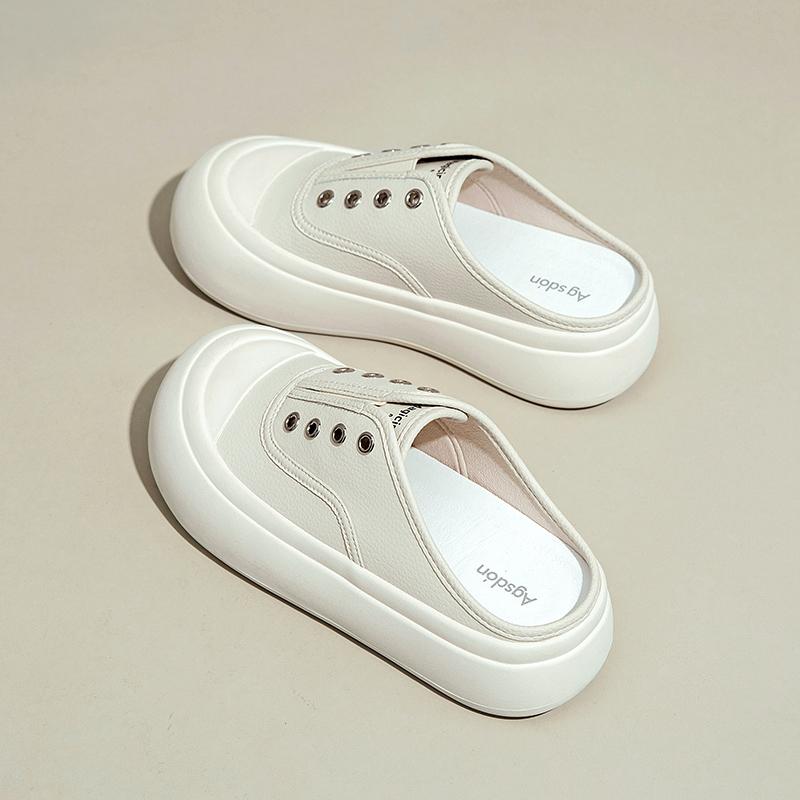 Bao Đầu Bán Dép Mùa Hè Nữ Xông Hơi Giày Slip On 2023 Áo Khoác Ngoài Phong Cách Mới Đế Mềm Lưới Đỏ Đáy Dày Giày Trắng Nhỏ