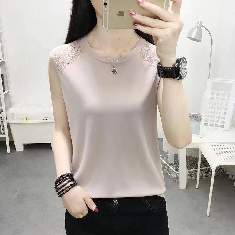 2024 Mới Áo Vest Nữ Áo Khoác Ngoài Nhỏ Tươi Ngắn Ins Ice Silk Áo Thun Dệt Kim Nữ Gợi Cảm Đáy