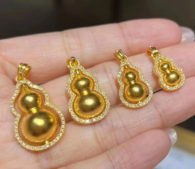 Gia đình thợ đá vàng nguyên chất 999 cổ moissanite dát bầu nữ quà tặng phong cách thời trang