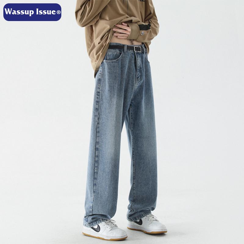 WASSUP ISSUE Quần jean ống rộng phong cách retro của Mỹ dành cho nam giới mùa xuân thu hợp thời trang thương hiệu quần ống rộng rộng quần âu