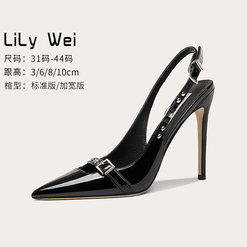 Lily Wei [Twilight] Giày cao gót màu đen khí chất, sandal quai ngang gợi cảm, giày nữ cao cấp kiểu dáng nữ tính