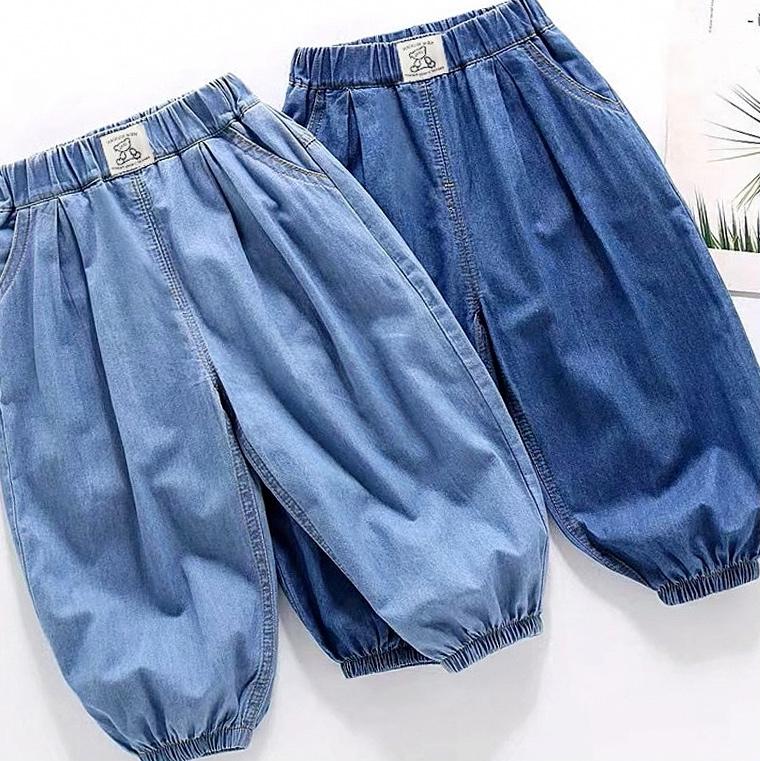 Quần jeans trẻ em, baby boy, mùa hè mỏng vừa và nhỏ, quần chống muỗi bé trai và bé gái, quần áo mùa hè trẻ em cotton nguyên chất, siêu mỏng