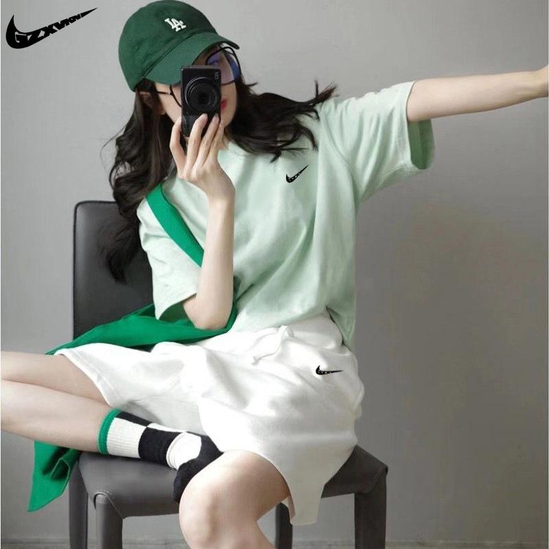 Bộ đồ thể thao giản dị Niketon dành cho nữ mùa hè ngắn tay áo thun quần short cotton mỏng bộ hai món thời trang