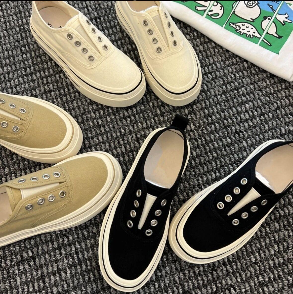 Giày vải slip-on cho nữ 2024 mùa hè mới mỏng thoáng khí đa năng giày lười đế thấp đế dày giày thể thao thông thường