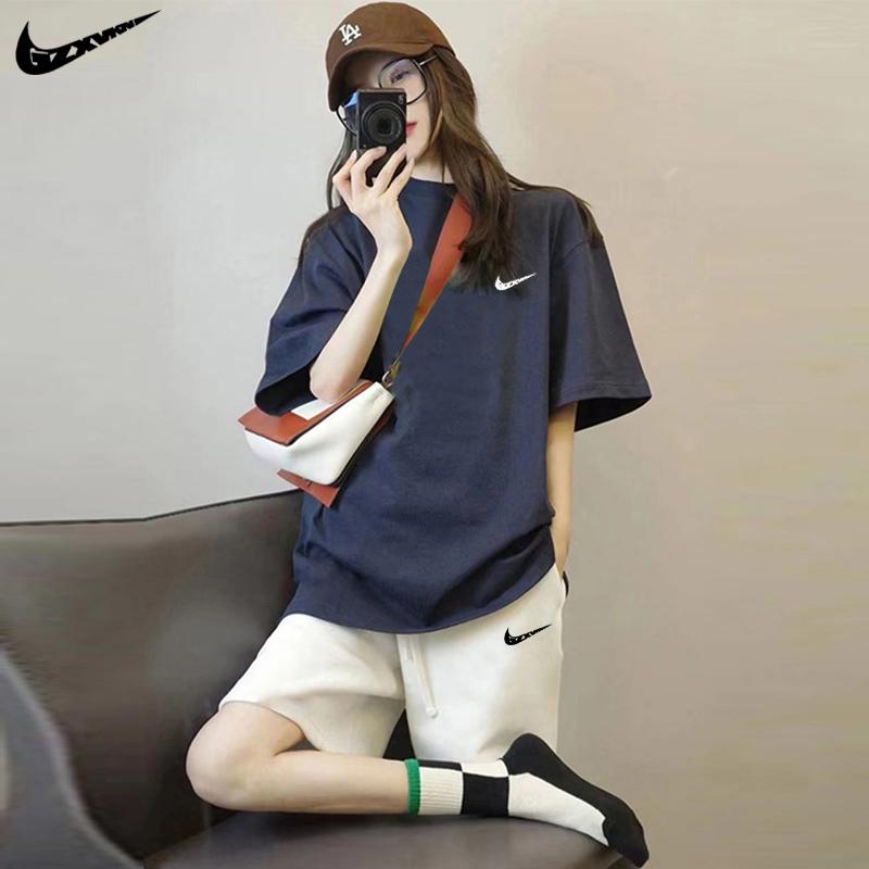 Bộ đồ thể thao giản dị Niketon dành cho nữ mùa hè ngắn tay áo thun quần short cotton mỏng bộ hai món thời trang