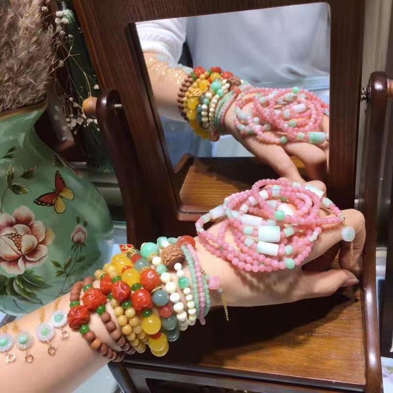 Buổi sáng Beibei: Phát sóng trực tiếp Siêu liên kết Pha lê tự nhiên Handmade Miền Nam Hổ phách đỏ Sáp ong Shuju Lai Tourmaline Dzi Hạt Mã não