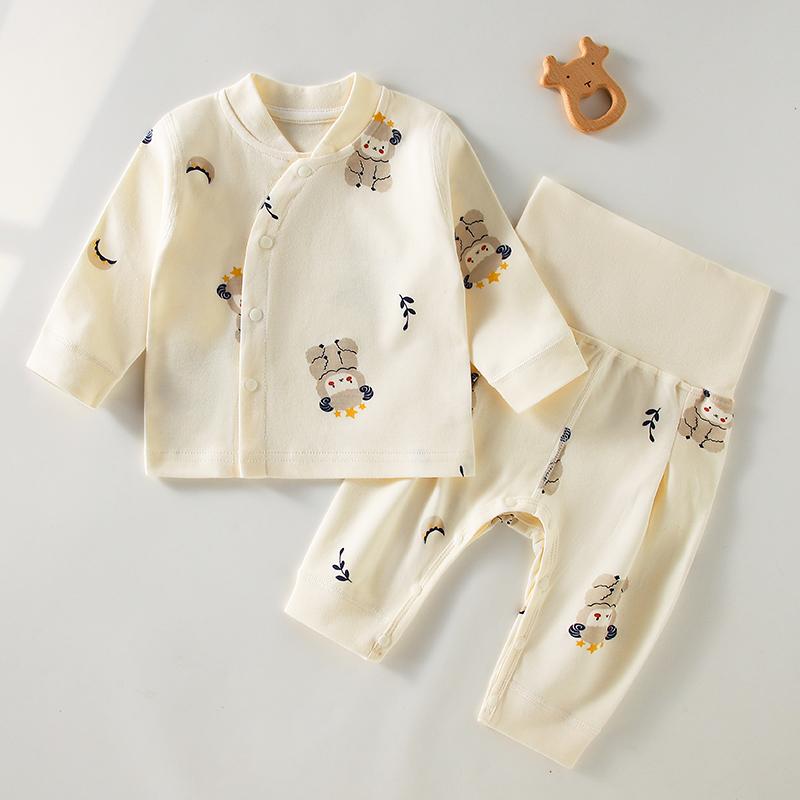 Bộ quần áo mùa thu cho bé, quần cạp cao cotton, quần áo mùa thu cotton không xương cho trẻ sơ sinh và trẻ nhỏ, đồ ngủ bé trai và bé gái, quần áo mặc ở nhà