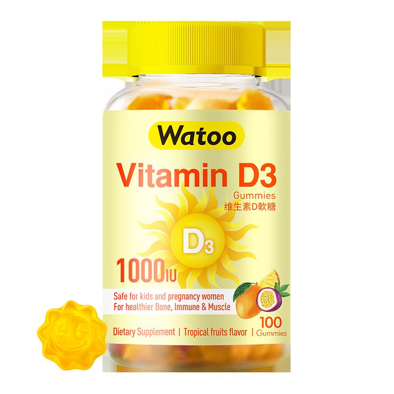 [Tự vận hành] Watoo Vitamin D3 Gummies 1000iuvd Người Lớn, Trẻ Em, Phụ Nữ Mang Thai Bổ Sung Canxi Hấp Thụ 100 Viên