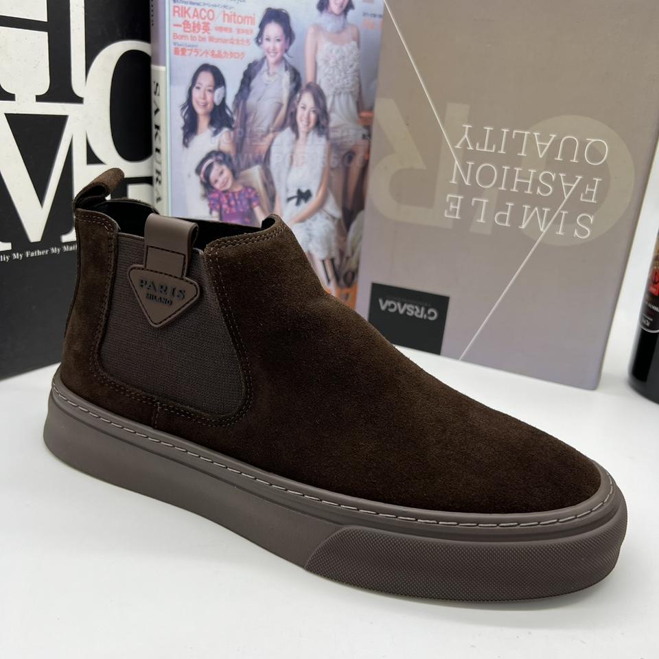 Ga Châu Âu Mùa Thu Nam Da Thật Da Nubuck Cao Cấp Slip-On Da Lộn Giày Slip-On Giày Bốt Ngắn Doanh Nhân Anh