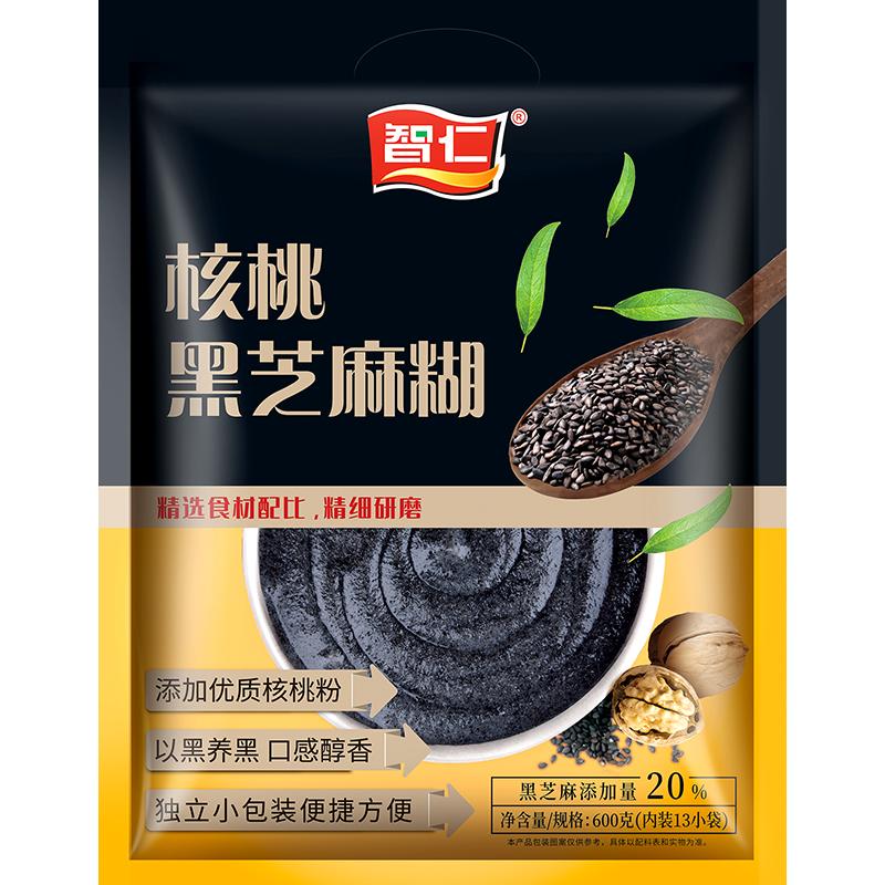 Bột mè đen quả óc chó Zhiren bột mè đen 600g túi nhỏ độc lập gói nhỏ bữa sáng bổ dưỡng pha đồ ​​uống bữa ăn thực phẩm thay thế