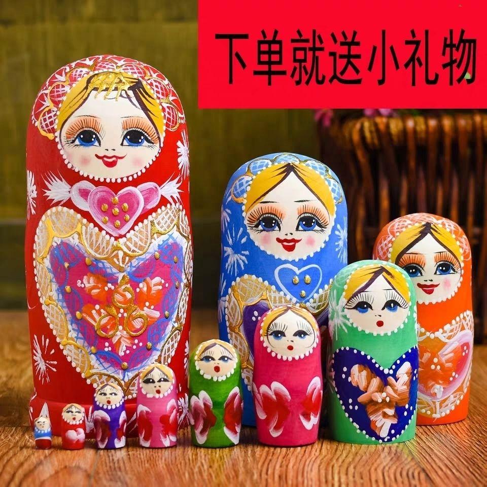 Nga Matryoshka Đồ Chơi Búp Bê 10 Lớp Khô Không Khí Bồ Đề Vẽ Tay Quà Tặng Sinh Nhật Trẻ Em Đồ Chơi Giáo Dục Đồ Trang Trí