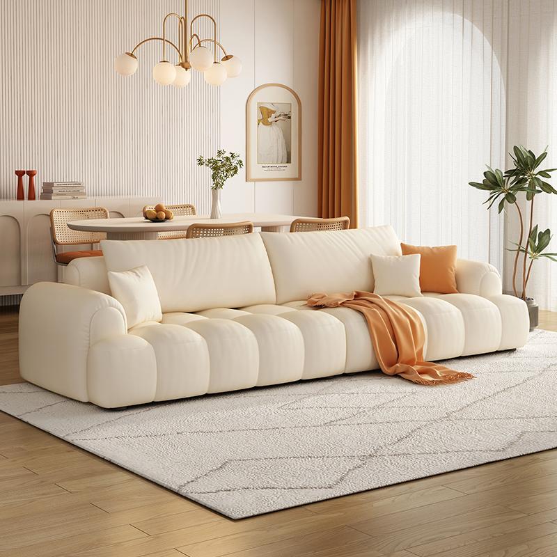 Baifang Marshmallow Sofa Vải Phong Cách Kem Phòng Khách Bắc Âu Hiện Đại Đơn Giản Puff Thẳng Sofa Vải