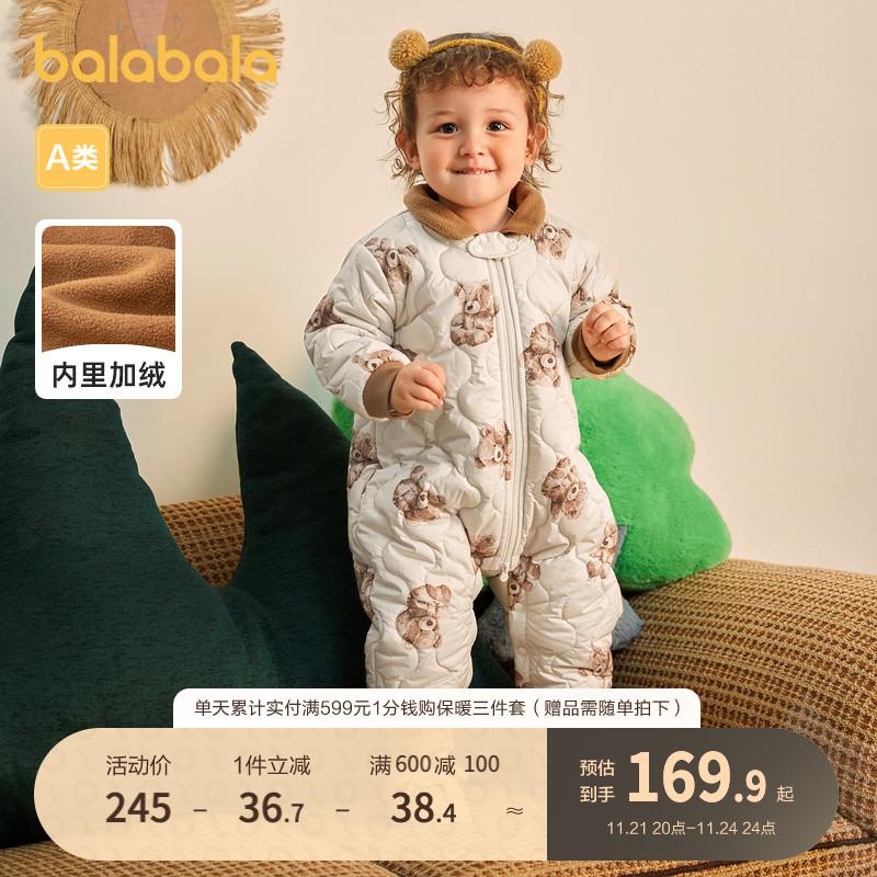 Balabala Jumpsuit Cho Bé Đi Chơi Mùa Thu Đông Quần Áo Cotton 2023 Mới Ôm Quần Áo Và Romper Áo Liền Quần Áo Dày Và Nhung