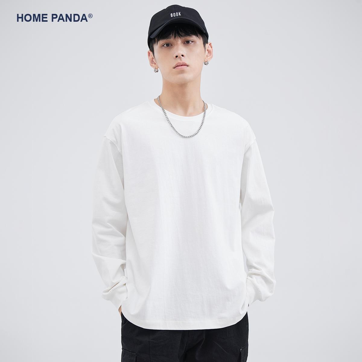 Trang chủPanda cotton nguyên chất hạng nặng Solona cổ nhỏ dài tay Áo thun nam mùa thu áo nỉ trắng bên trong áo sơ mi xếp lớp