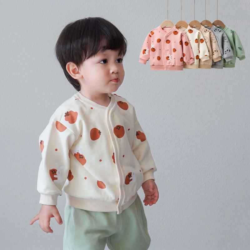 Áo khoác trẻ em xuân thu cho bé trai và bé gái, áo hoạt hình, áo nỉ trẻ em, quần áo đi chơi, áo khoác cardigan cotton nguyên chất cho bé 1-3