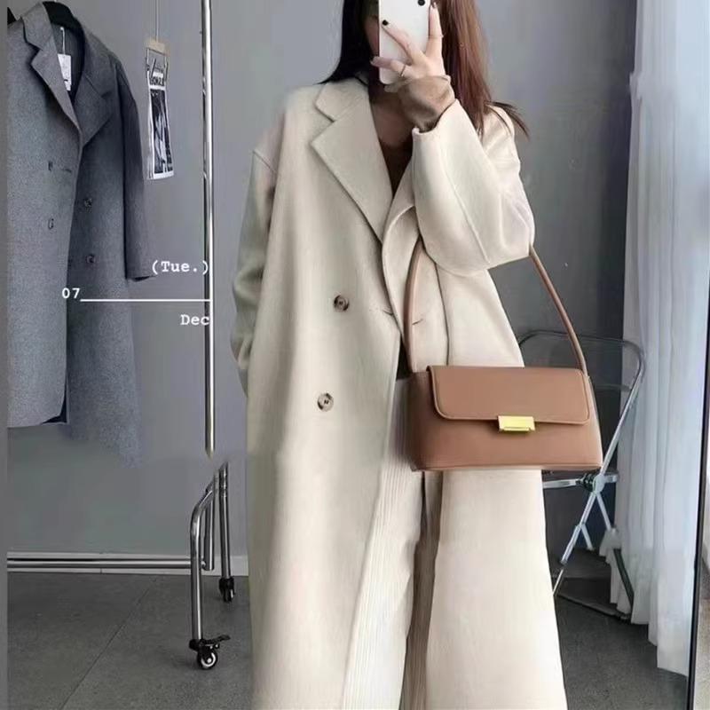 Áo khoác len cashmere 2 mặt cao cấp cho nữ thu đông 2023 Áo khoác len mới phong cách Hepburn Hàn Quốc