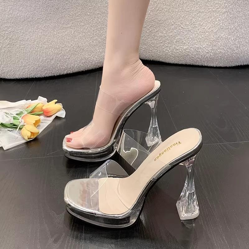 13 Cm Siêu Giày Cao Gót Hộp Đêm Gợi Cảm Chống Nước Nền Tảng Pha Lê Trong Suốt Giày Sandal Tiệc Cưới Giày Sân Khấu Sàn Diễn Dép Dành Cho Nữ