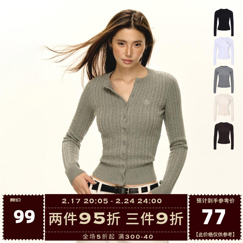 Ariseism Mỹ Retro Cổ Tròn Mỏng Dệt Kim Cardigan Nữ Mùa Xuân Thu 2024 Phong Cách Mới Bên Trong Áo Len Áo Khoác