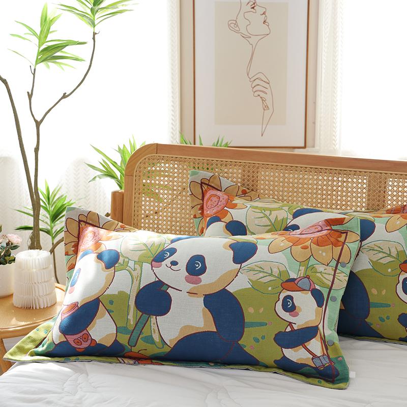 Một cặp vỏ gối bằng vải gạc cotton nguyên chất có nút bấm, vỏ gối cotton dày bốn mùa, vỏ gối gia đình dành cho người lớn