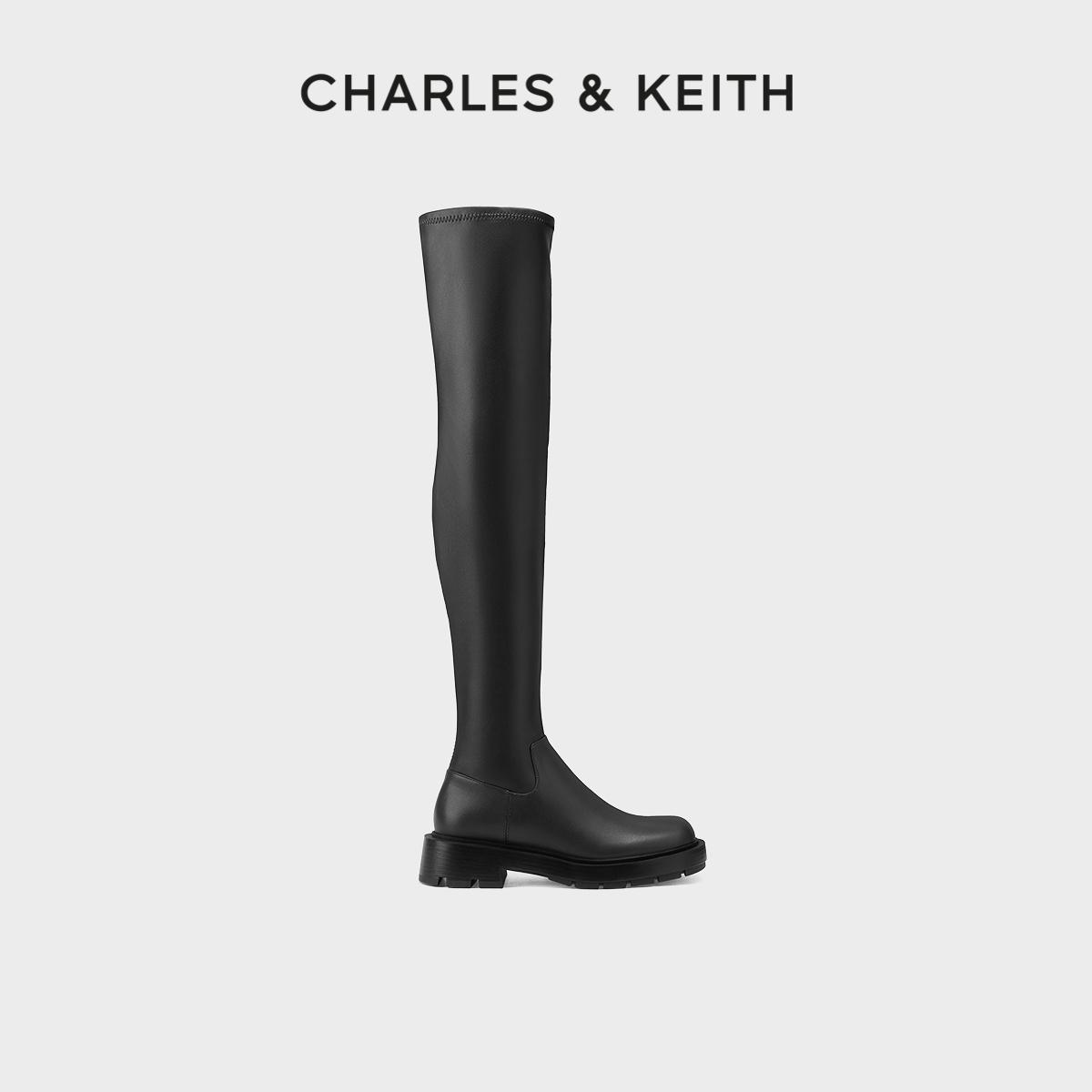 [Giảm giá mùa đông] Giày bốt nữ CHARLES&KEITH CK1-90920119 Giày bốt đế dày dài qua đầu gối đế dày