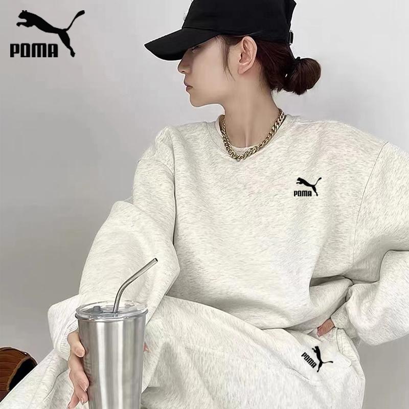 Bộ đồ thể thao thông thường Puma cổ điển dành cho nữ 2023 mới thu đông áo thun dày và quần thể thao hai mảnh rộng rãi và thời trang