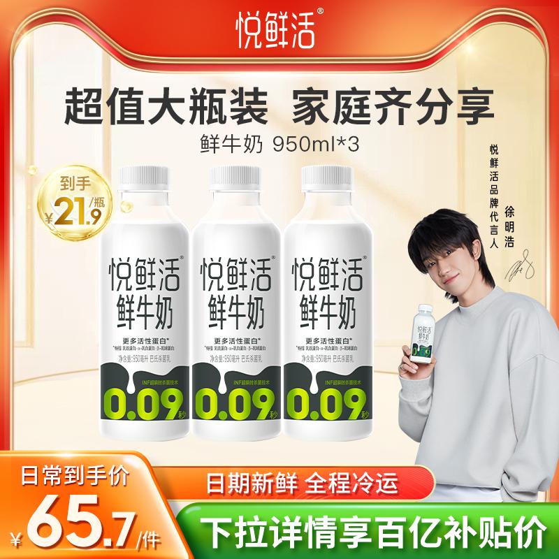 [Trợ giá mười tỷ] Sữa tươi Yuexianhuo 950ml * 3 chai dinh dưỡng canxi cao sữa tươi nhiệt độ thấp Chuỗi lạnh SF