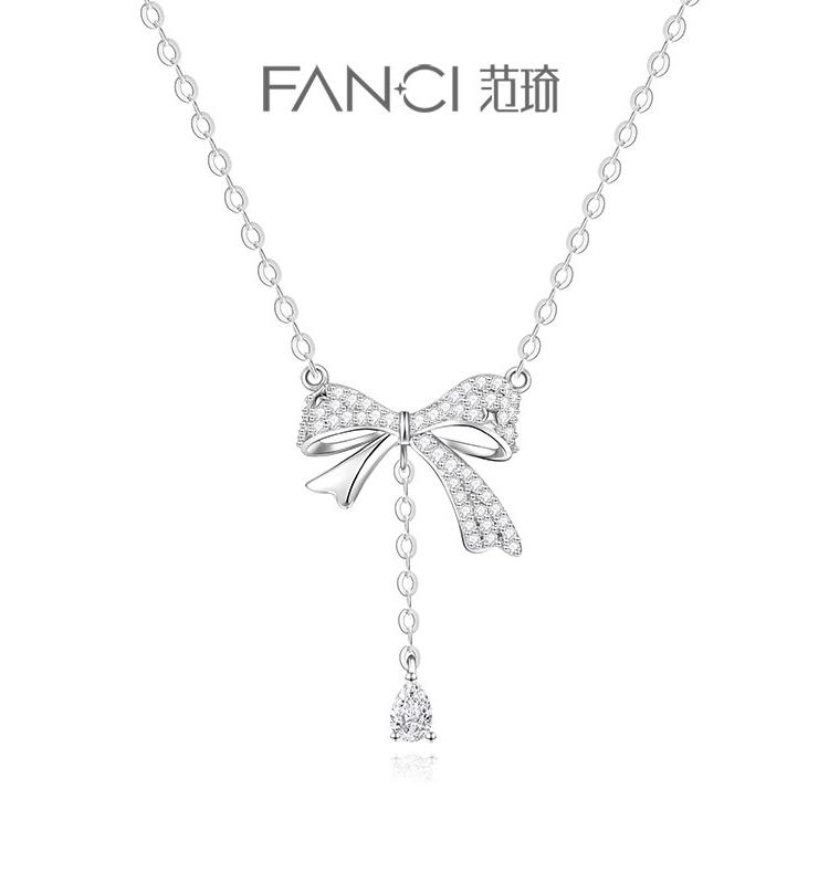 Fanci Fan Tề Bạc Thông Minh Nơ Vòng Cổ Nữ Bạc 925 Thời Trang Ngọt Xương Đòn Dây Chuyền Quà Tặng Sinh Nhật