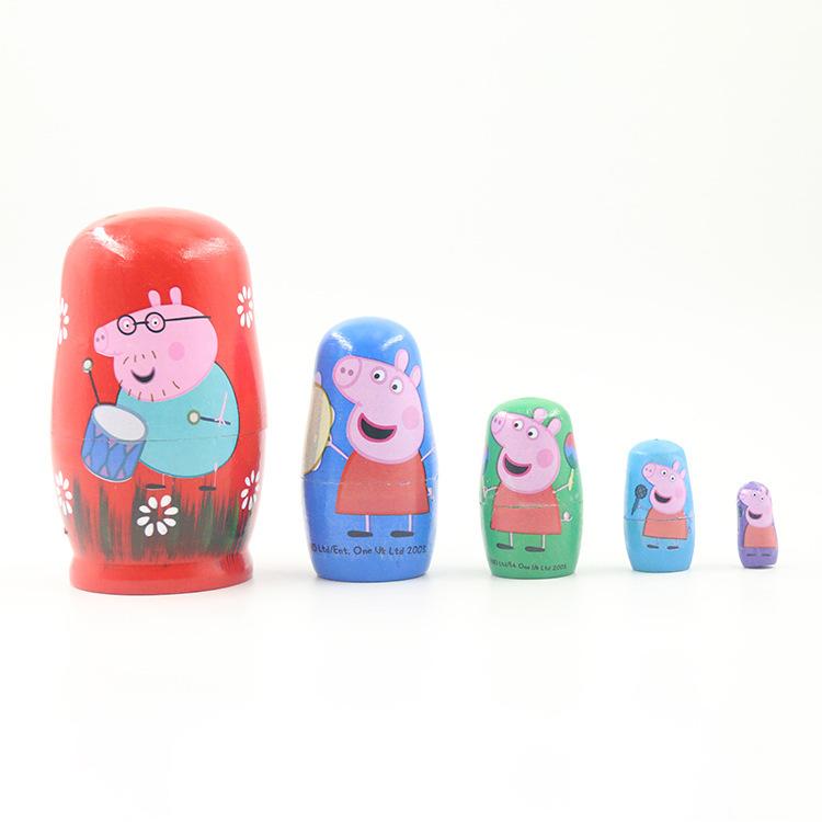 Nga Matryoshka 5 Lớp Hoạt Hình Búp Bê Matryoshka Trẻ Em Giáo Dục Gỗ Sen Heo Con Đồ Chơi Búp Bê Matryoshka Nhà Nhỏ Đồ Trang Trí