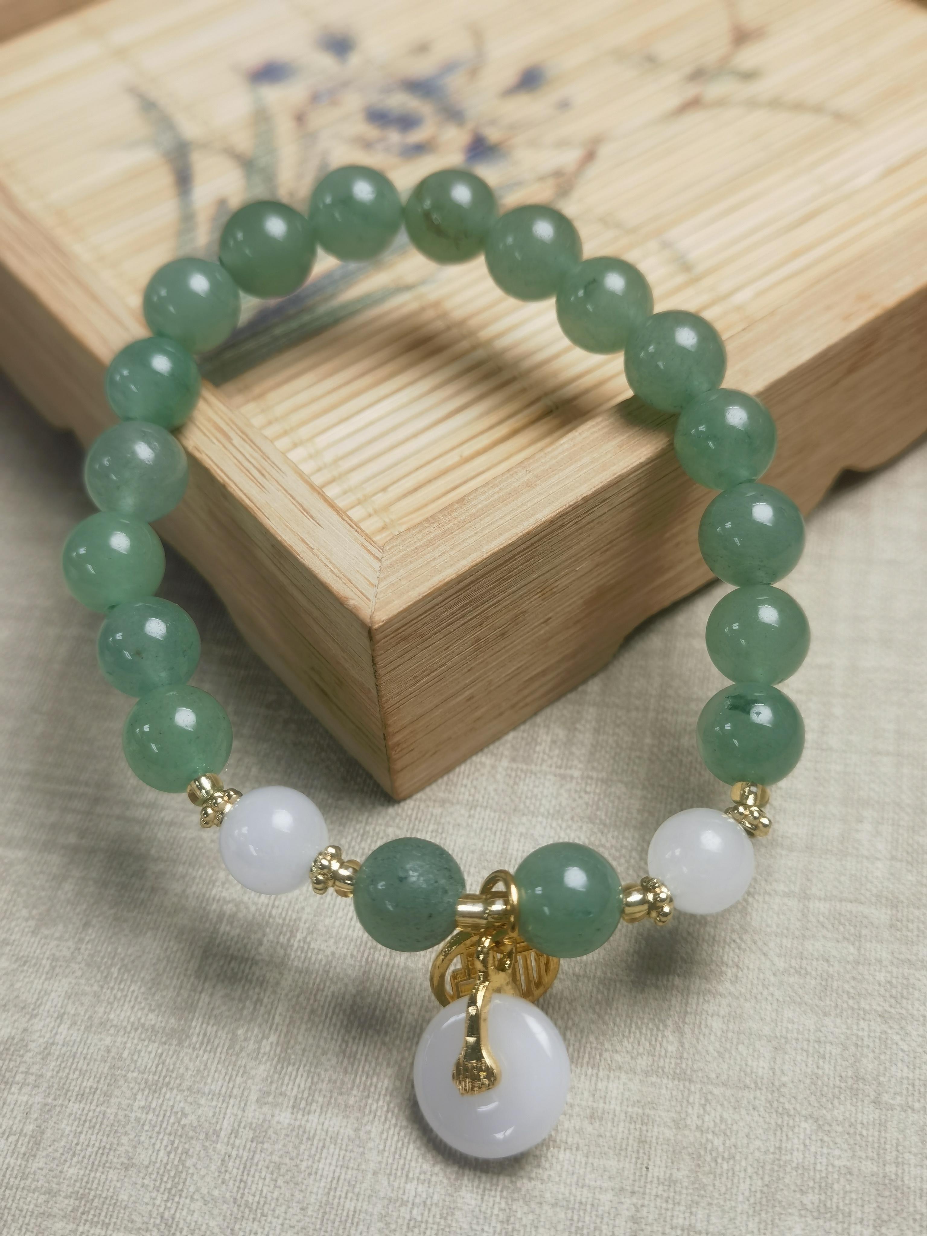 Mặt dây chuyền vòng tay hạt tròn aventurine Xie Tianran