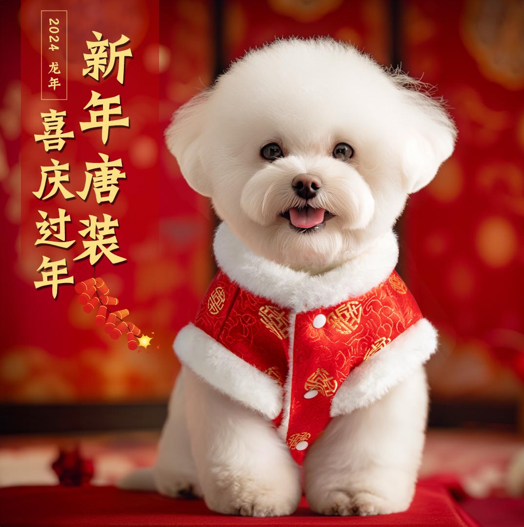 Quần Áo Cho Chó Bông Bichon Năm Mới Áo Cưới Mèo Hanfu Thú Cưng Năm Mới Lễ Hội Đường Bộ Đồ Mùa Thu Đông Dày