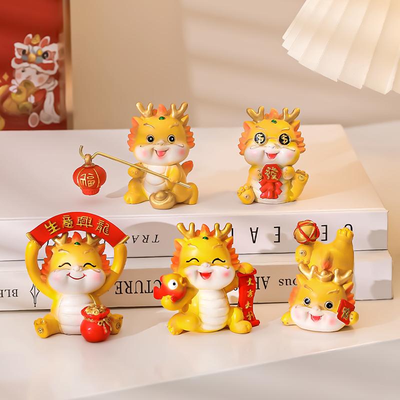 Cung hoàng đạo rồng đồ trang trí để bàn knickknacks phụ kiện nhà năm động vật quà tặng 2024 rồng năm linh vật trang trí quà tặng