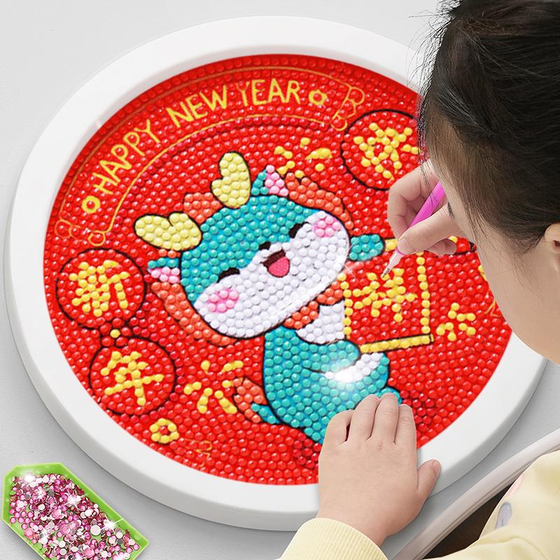 2024 Lễ hội đèn lồng rồng Năm mới của con rồng Tranh kim cương Handmade DIY Gói nguyên liệu Trẻ em Quà tặng đầy đủ kim cương cho học sinh 6