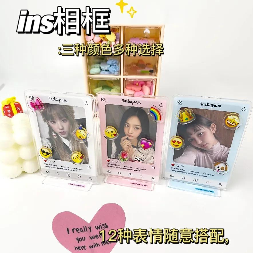 Ins acrylic khung ảnh thẻ nhỏ 3-inch thẻ ảnh đứng trang trí máy tính để bàn sân khấu sao Polaroid khung hiển thị